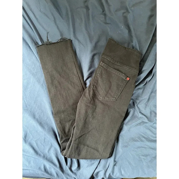 Spanx The Signature Straight Pant Trousers Black Side Zipper Raw Hem Size 25 - Picture 3 of 8